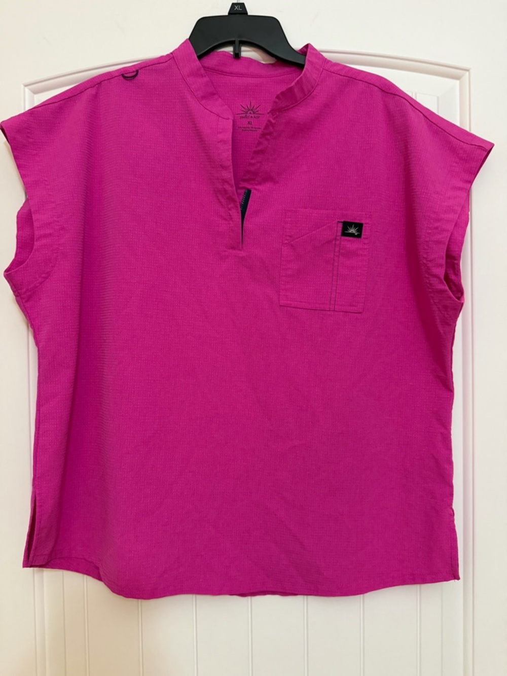 Women's Magenta Split-Neck Tunic Top